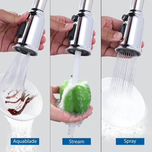 Miniatura 3 de Reemplazo de cabezal de grifo extraíble, cabezal rociador de grifo de cocina de 3 funciones con 9 adaptadores, boquilla de pulverización de Cromo