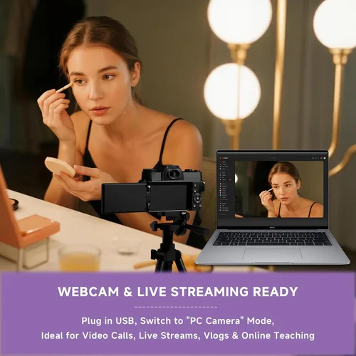 Miniatura 6 de Cámara digital 6K para fotografía con enfoque automático, cámara de videoblogs WiFi de 64 megapíxeles para YouTube con pantalla giratoria de 3" Negro