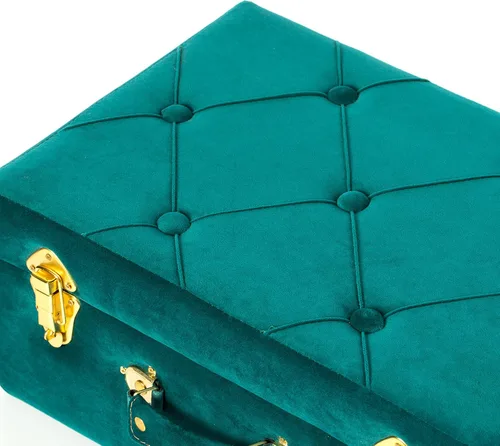 Miniatura 7 de Vintiquewise Juego de 2 maletas decorativas de terciopelo copetudo, color verde