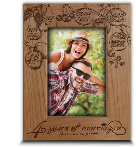Miniatura 7 de BELLA BUSTA -4 años de matrimonio-Regalo tradicional de frutas para 4º aniversario de boda para esposa, marido, pareja - Marco de fotos de madera