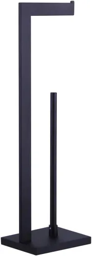 Soporte para papel higiénico negro mate, soporte para rollo de papel higiénico con reserva de estante, organización portátil de almacenamiento de