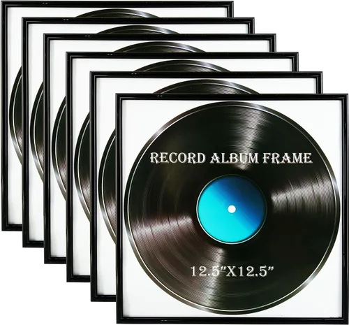Miniatura 8 de Marco negro para álbum de discos de música, paquete de 2, marco brillante de 12.5 x 12.5 pulgadas de alto, hecho para mostrar portadas de álbumes