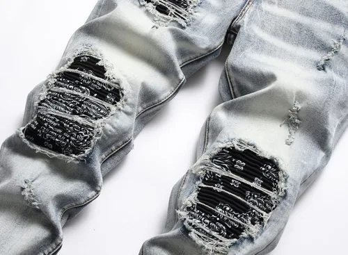 Miniatura 3 de OIIIO Jeans elásticos rasgados de ajuste regular para hombre