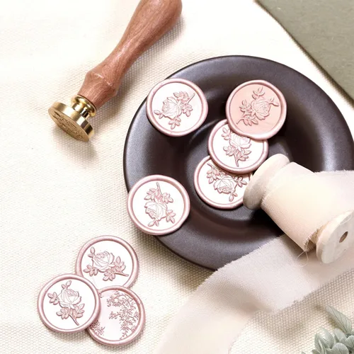 Miniatura 4 de UNIQOOO - Barras de cera flexibles para pistola de pegamento – Rosa champán metálica, ideal para sello de cera, invitación de boda, sobre