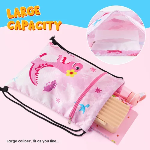 Miniatura 3 de WAWSAM Mochila con cordón - Bolsas con cordón para niños, bolsa de natación para la playa, Dinosaurio B, Dinosaurio B