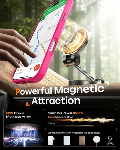 Miniatura 419 de TOCOL Funda para iPhone 11, compatible con Magsafe, protección completa de cámara, imanes integrados, protección contra caídas, funda translúcida