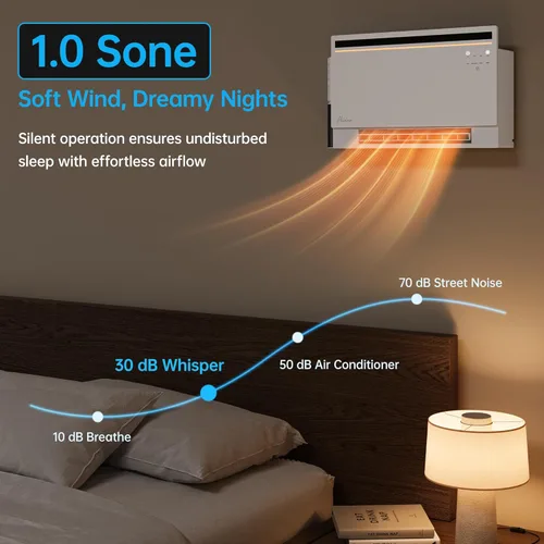 Miniatura 8 de Hawkrown - Calentador de panel inteligente de 1800 W con altavoz Bluetooth, reproduce música y visualiza letras y luces RGB, ventilador calefactor 6