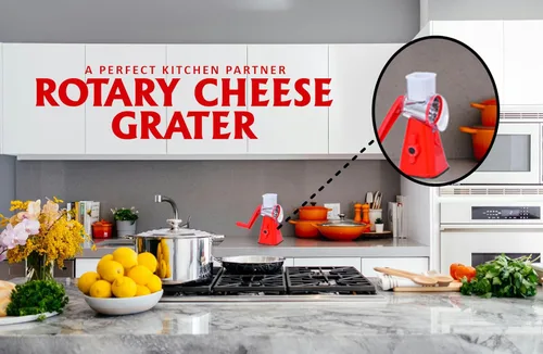Miniatura 6 de Rallador de queso giratorio de alta calidad, rallado sin esfuerzo para queso perfectamente rallado cada vez (rojo)