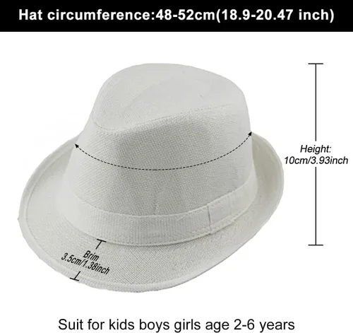 Miniatura 9 de ECYC Sombreros de jazz para niños, gorras de lino de color sólido para niños