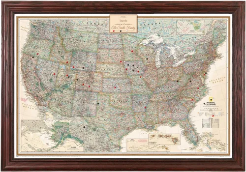Miniatura 31 de Push Pin Travel Maps - Executive US - Mapa de pines enmarcado con marco negro para rastrear tus viajes - 27.5 x 39.5 pulgadas - 8 opciones de marco