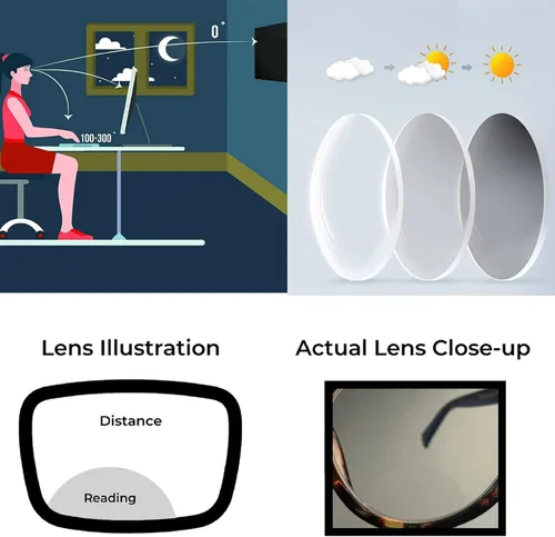 Miniatura 2 de Gafas de lectura bifocales para hombre, lentes fotocromáticas para negocios, marco cómodo, transición, presbicia, UV400