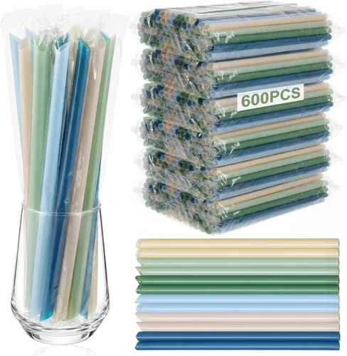 Miniatura 30 de Tessco for you 600 piezas de 25 cm de pajitas jumbo para batidos a granel de 10 mm de plástico desechable con burbujas de té de boca ancha envueltas