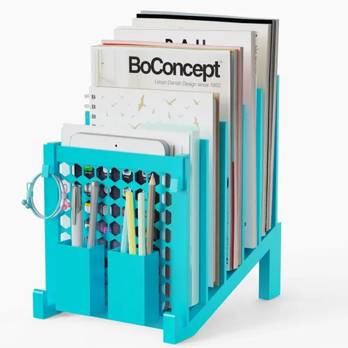 Miniatura 8 de Organizador de archivos para escritorio con caja de almacenamiento y gancho, organizador de archivos de escritorio inclinado con soporte vertical