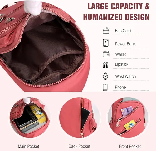 Miniatura 4 de FANDARE Elegante bolso bandolera para mujer para mujer, bolsa de pecho cruzada con agujero para auriculares, Negro, Grande