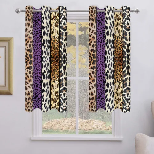 Miniatura 76 de Cortina opaca con estampado de animales salvajes, para oscurecer la habitación, con aislamiento térmico, con ojales para sala, comedor, dormitorio
