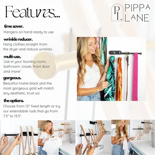 Miniatura 3 de Organizador apilable para colgar ropa, multifuncional, para montaje en pared, organizador de almacenamiento, 2 piezas de acero inoxidable largo