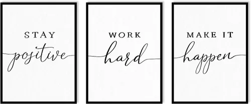 Miniatura 6 de 1 KINGO Arte de pared de oficina con citas inspiradoras: Let Go Accept Have Faith 3 piezas motivacionales pósteres motivacionales de eucalipto