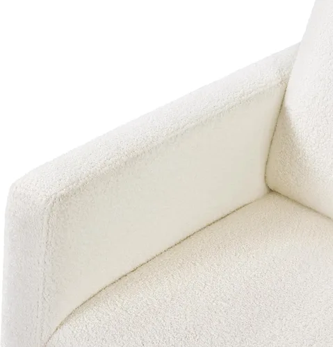 Miniatura 8 de Yaheetech Silla mecedora tapizada, silla de bebé Boucle Glider con respaldo alto y bolsillo lateral, sillón mecedor con patas de madera de goma