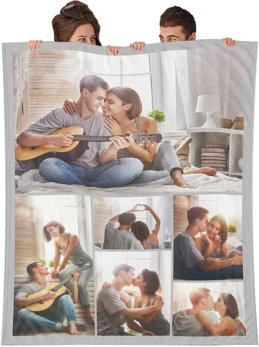 Miniatura 10 de Youltar - Manta personalizada con texto y collage de fotos, regalo de recuerdo de cumpleaños para papá, mamá, niños, perros, amigos o pareja