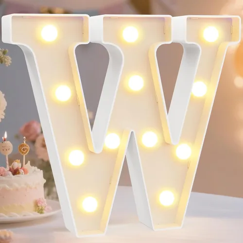 Miniatura 55 de Pooqla Letras con luces LED de marquesina, letras decorativas iluminadas en blanco cálido y blanco frío, letras del alfabeto iluminadas para niños