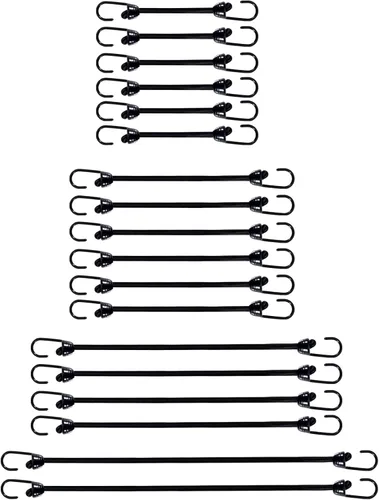 Miniatura 8 de Mini cuerda elástica con ganchos de 2 pulgadas, recubierto de plástico, sin extremo de gancho afilado, 15 piezas