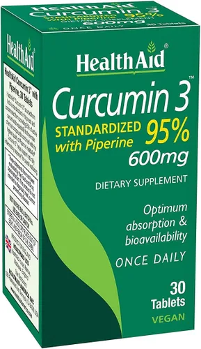 Complejo de curcumina de 600 mg, 30 unidades | Extracto de cúrcuma con bioperina para una mayor absorción, 95% curcuminoides | Suplemento vegano,