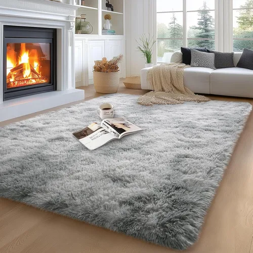qulint Alfombras de área de 5 x 7 pies para sala de estar, alfombra suave y esponjosa para dormitorio, alfombra de habitación de niños grandes, Gris