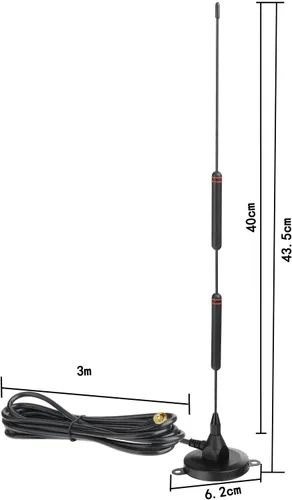 Miniatura 2 de Bingfu Alta ganancia 10dBi 0.14 oz LTE Base magnética celular MIMO SMA antena macho con cable RG58 compatible con 4G LTE Router CPE inalámbrico