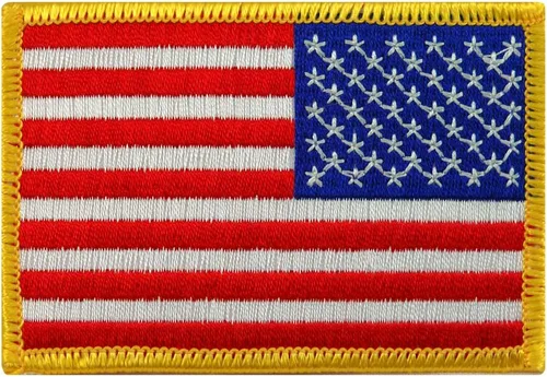 Miniatura 8 de Parche bordado con bandera americana con borde dorado USA Estados Unidos de América emblema de uniforme militar, dorado (GOLD BORDER)