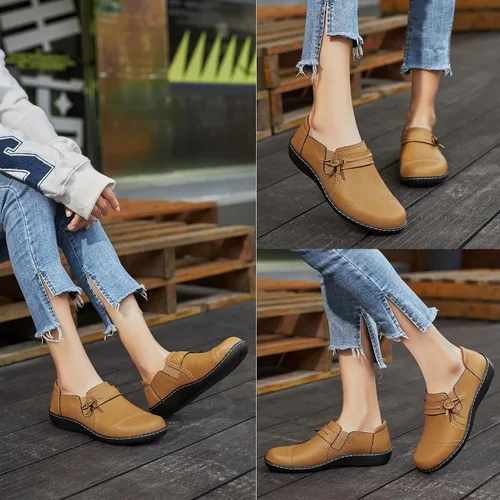 Miniatura 6 de LAZYPOP Mocasines de cuero clásicos y cómodos para mujer, bonitos zapatos de vestir informales, ligeros, para caminar, zapatos planos