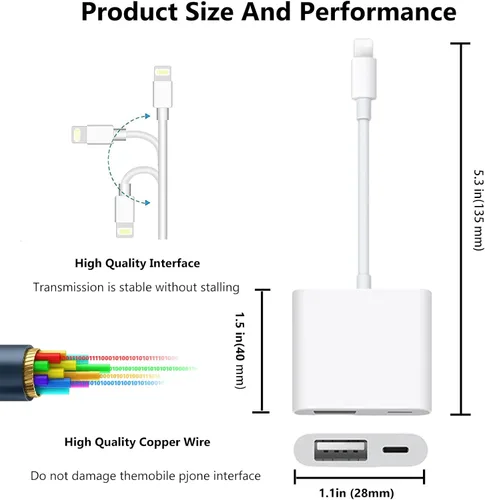 Miniatura 6 de [Certificado MFi de Apple] Adaptador de cámara Lightning a USB con puerto de carga para iPhone, cable OTG USB 3.0 hembra para iPad para conectar