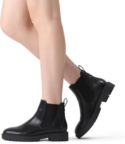 Miniatura 6 de DREAM PAIRS Botines de Tobillo Chelsea de Tacón Bajo para Mujer Zapatos Botines de Moda Tipo Slip-On Elásticos de Otoño