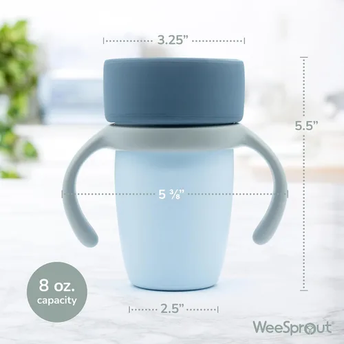 Miniatura 2 de WeeSprout Taza de Entrenamiento para Bebé - Taza con Pitillo de Silicona con Asas Extraíbles para Destete del Biberón - Vasos de Transición a Prueba