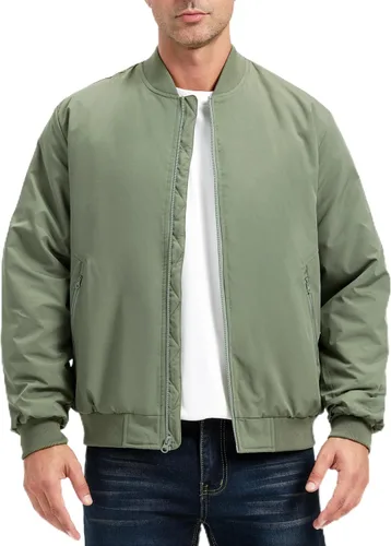 Miniatura 10 de Chaqueta bomber para hombre, chaqueta de bombardero para otoño e invierno, cálida, rompevientos, cremallera completa, abrigos acolchados casuales