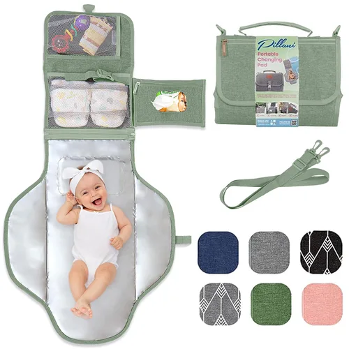 Miniatura 10 de Cambiador portátil para regalos de baby shower y regalos de nueva mamá, cambiador de pañales de viaje para recién nacidos, cambiador de pañales gris