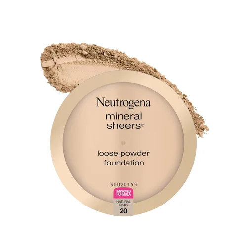 Miniatura 10 de Neutrogena Mineral Sheers - Base de maquillaje ligera en polvo suelto con vitaminas A, C y E, cobertura transparente a media, mejorador del tono