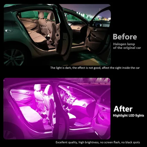 Miniatura 4 de Jeseny Bombilla LED rosa para interior de coche, paquete de 3, 24