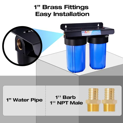 Miniatura 8 de H&G Lifestyles Filtro de agua para toda la casa para agua de pozo, reduce fluoruro de hierro manganeso, con filtros GAC KDF, reduce el olor a cloro
