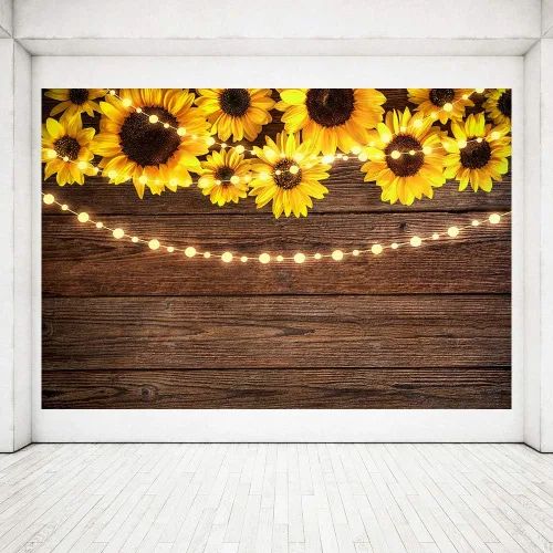 Miniatura 6 de Telones de fondo de madera de girasol de 7 x 5 pies para fotografía, rústico, inauguración de la casa, baby shower, cumpleaños, verano, boda, tira