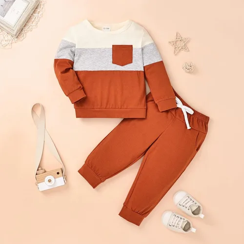 Miniatura 2 de Ropa de otoño e invierno para bebé, trajes de niño pequeño, sudadera de manga larga, sudadera de retazos y pantalones, 2 piezas, 12 meses a 5 años