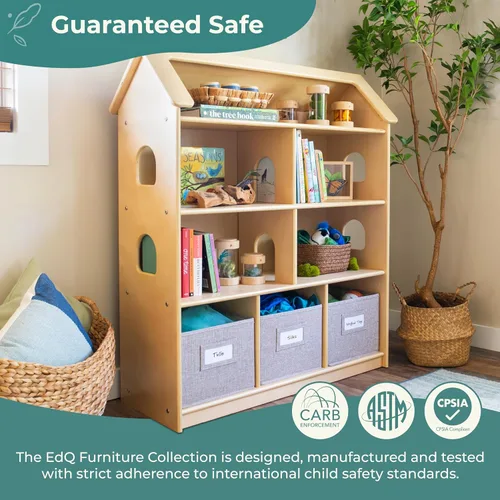 Miniatura 2 de Guidecraft EdQ - Estantería para casa de muñecas, color natural: estantes organizadores de madera para niños con contenedores de almacenamiento