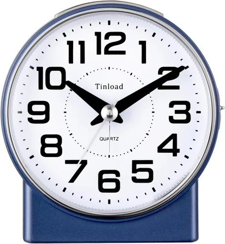 Miniatura 12 de Tinload Reloj despertador analógico de 4.3" sin tictac, silencioso y legible para personas mayores, fácil de configurar, alarma de aumento gradual