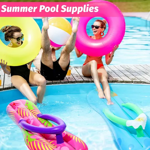 Miniatura 6 de JellyArch 4 pantuflas inflables para tabla de surf de 36 pulgadas, flotadores inflables para piscina, decoraciones de fiesta hawaiana Luau