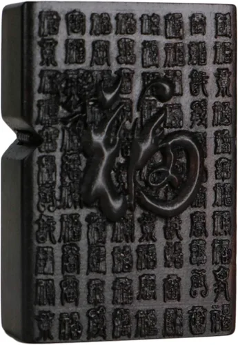 Miniatura 17 de Carcasa exterior tallada en madera negra de ébano natural para kit de inserción Zippo (Kwan Yin Goddess Dragon Phoenix)