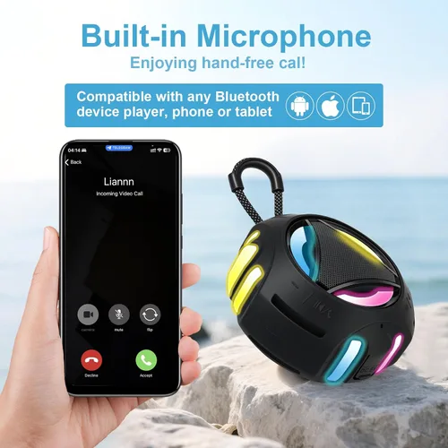 Miniatura 3 de Altavoz de ducha Bluetooth impermeable, altavoces Bluetooth portátiles inalámbricos, para exteriores, IPX7 flotante, micrófono integrado, tiempo