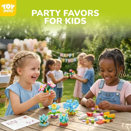 Miniatura 4 de TOY Life Paquete de 36 Obsequios de Fiesta para Niños, Plantas Pequeñas Mini Flores Juego de Bloques de Construcción para Premio de Aula, Flores