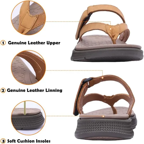 Miniatura 2 de MGGMOKAY Sandalias ligeras de cuero para hombre con soporte de arco