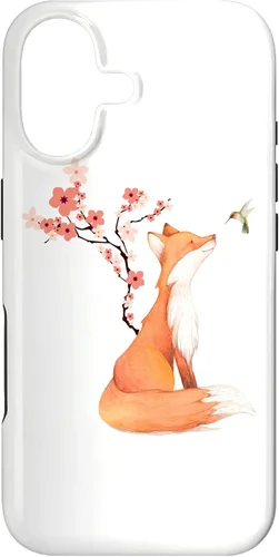 The Cute Fox and Hummingbird Cherry Blossom Flower Present Case for iPhone 17