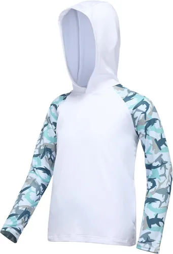 Miniatura 12 de Sudadera con capucha para niños, protección solar UPF 50+, manga larga, protección solar UV, camisa de pesca para niños y jóvenes, camisas de agua