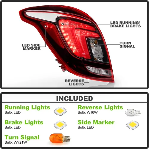 Miniatura 2 de ACANII - Para 2017-2022 Buick Encore Rojo Claro OE Estilo de Fábrica LED Luz Trasera Lámpara de Freno Reemplazo Lado Izquierdo del Conductor